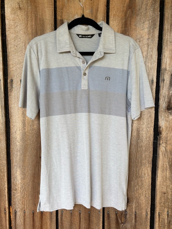Travis Mathew Other - TravisMathew Polo‎ Shirt Men's M Gray Striped Performance Golf Polo Short Sleeve
